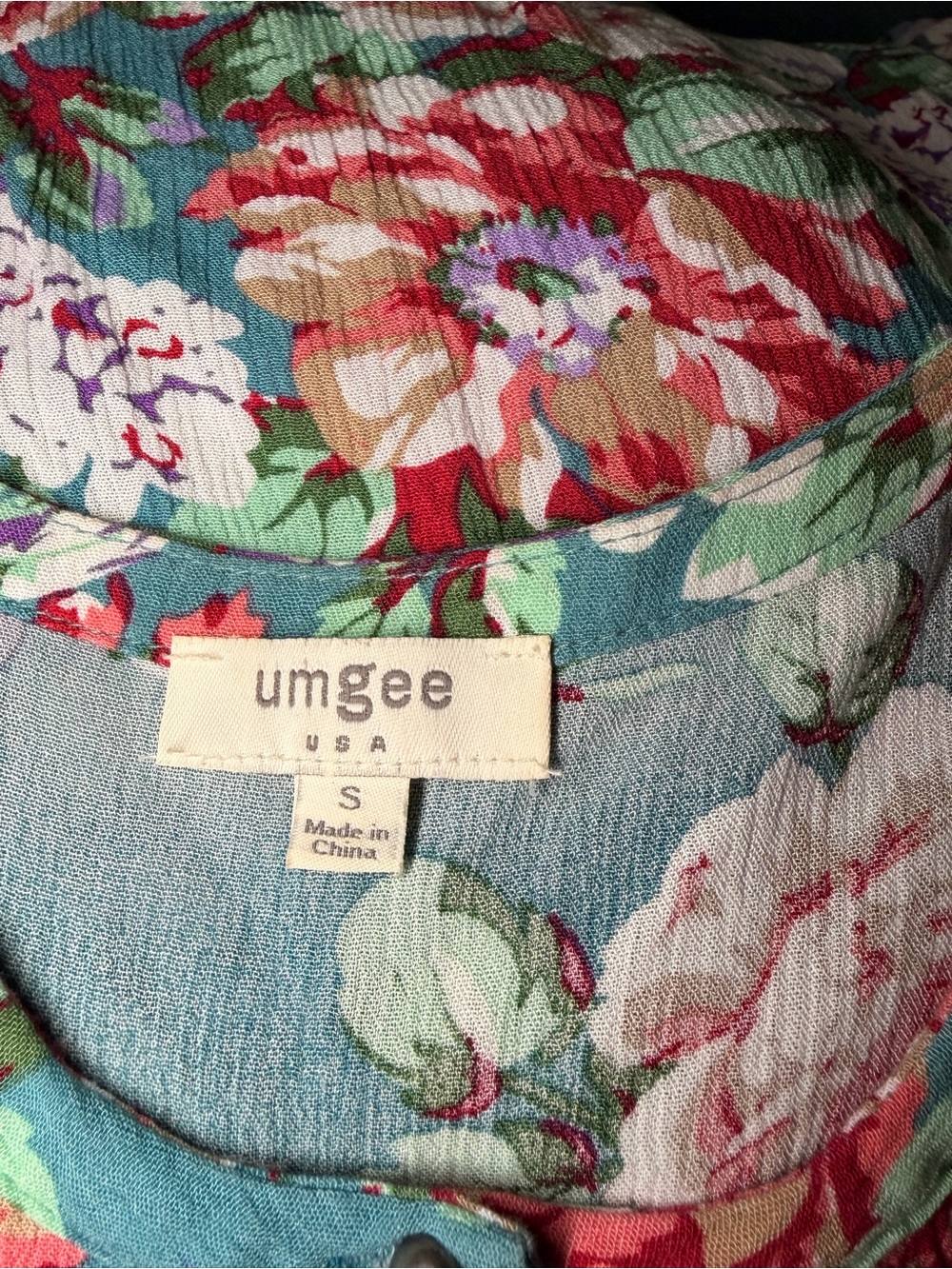 SOLD Aqua Floral Keyhole Sleeveless Dress Size Small Boho - Picture 2 of 5